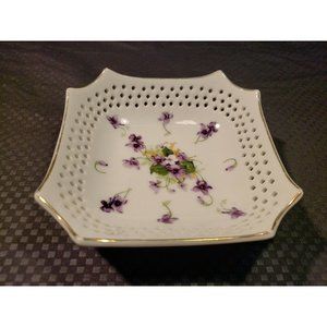 NORCREST CHINA Bowl FLORAL BOUQUET GOLD TRIM
